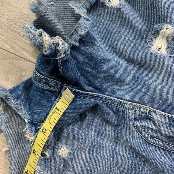 Free People Raw Hem Distressed Jean Shorts - Picture 9 of 10